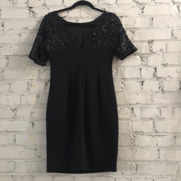 Sheath Sequin Sleeve V Neck Back Dress - Picture 4 of 8